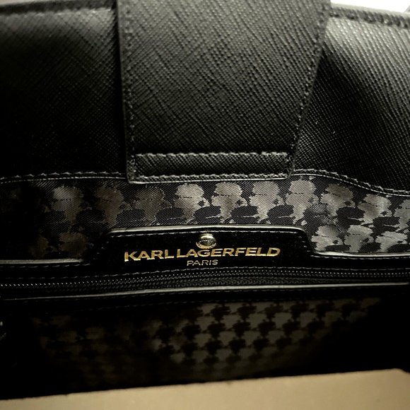 NWT $230 Karl Lagerfeld Paris Maybelle NYC Taxi Tote Bag – Black Faux Leather - Picture 9 of 11